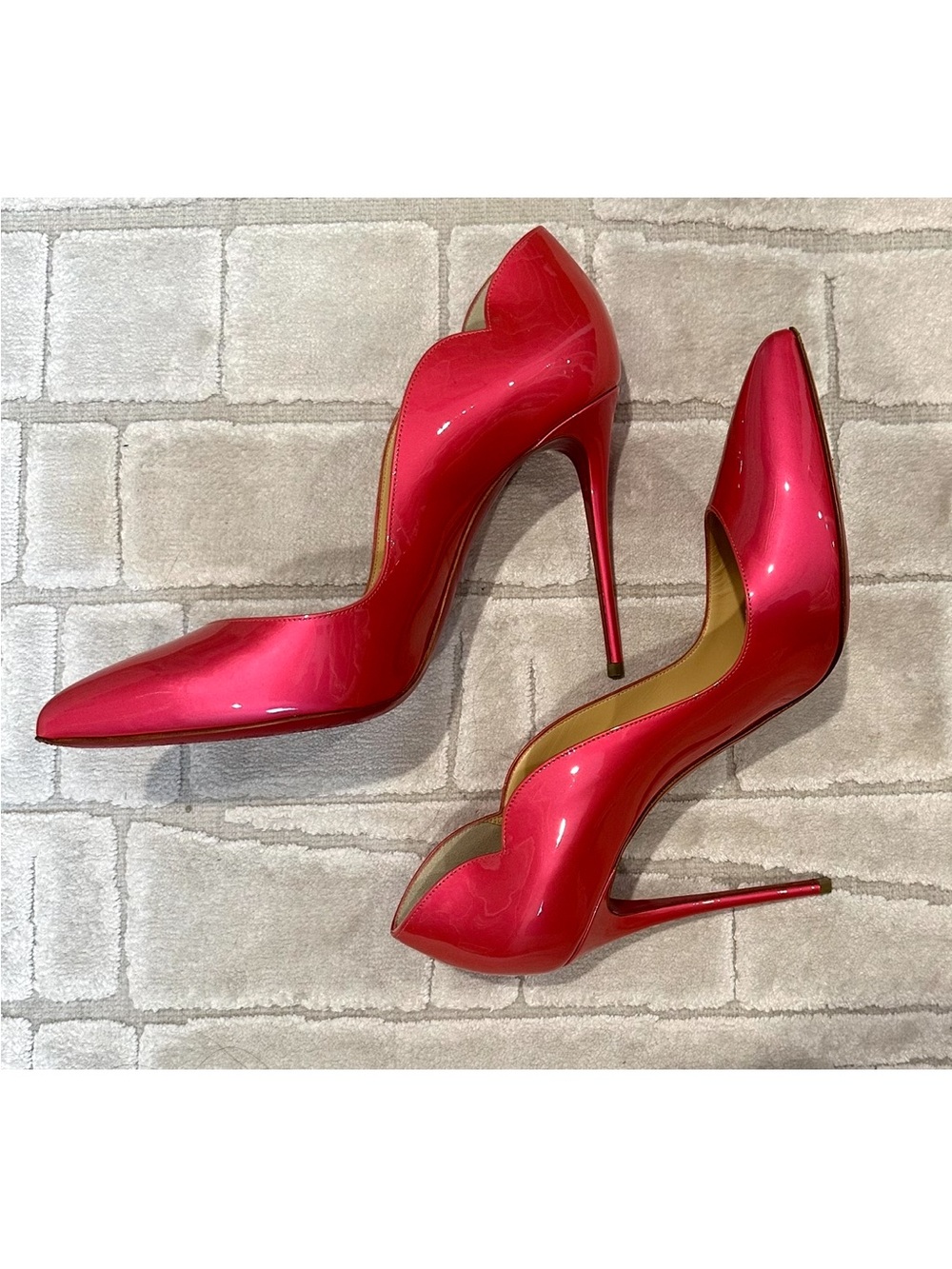 Christian Louboutin Hot Chick 100 Patent Fluo Metal Florida Pink Heel Pump 41